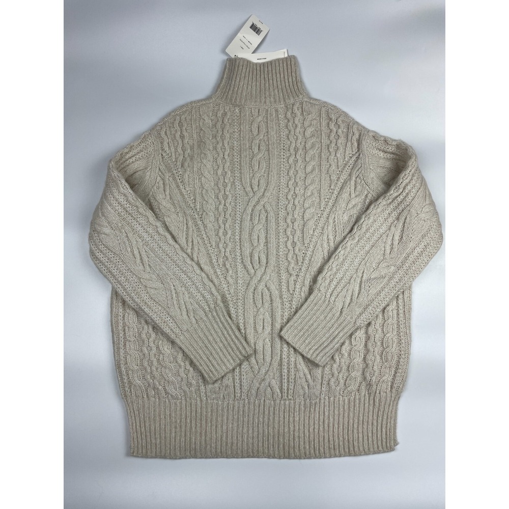 Vince Womens Merino Wool Blend Knit Cableknit Oatmeal Sweater Sz Small NWT $465